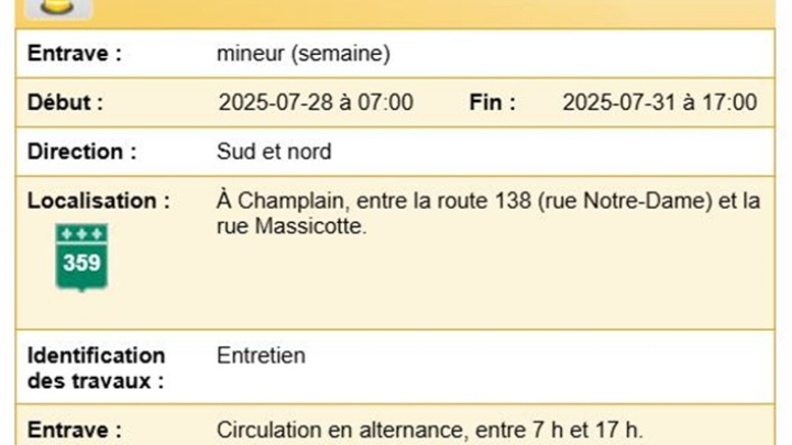 AVIS - Travaux routiers