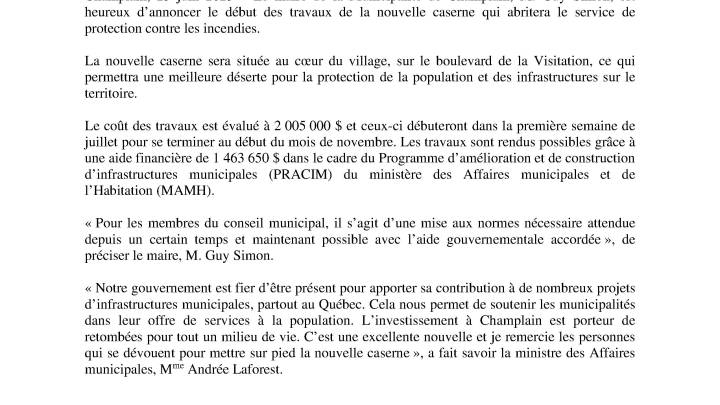 Première pelletée de terre - nouvelle caserne incendie