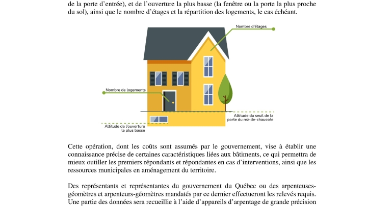 Gouvernement du Québec : travaux de caractérisation des bâtiments dans les secteurs situés en zone inondable seulement