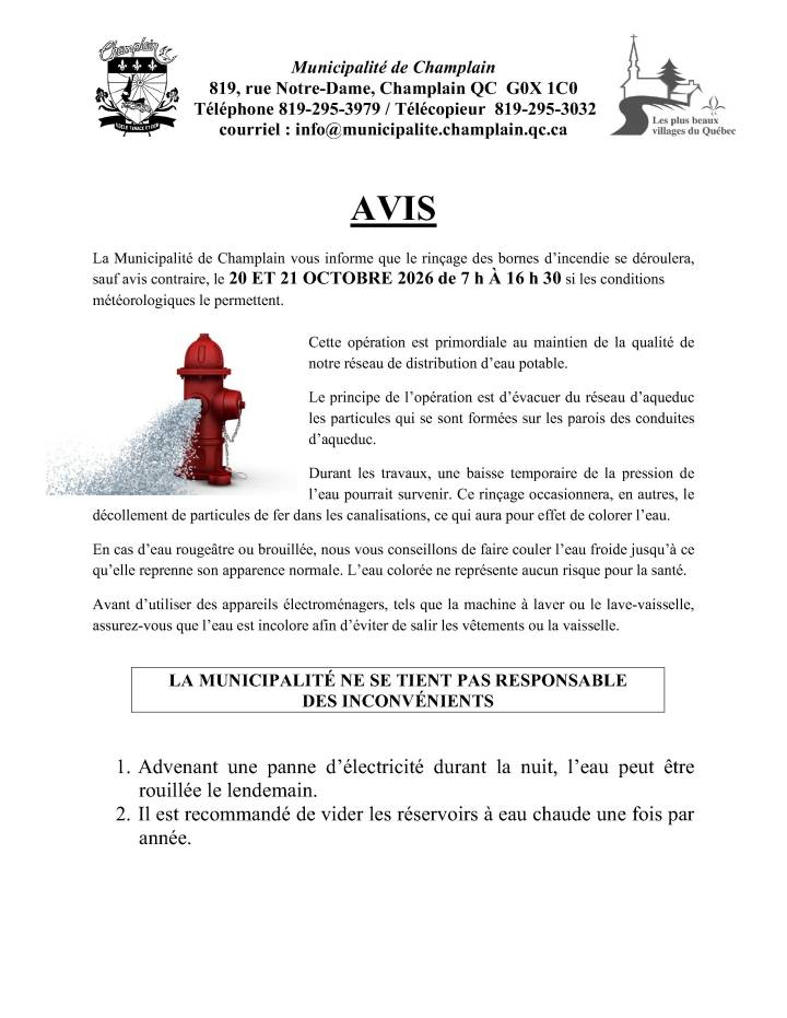 AVIS - Bornes-fontaines